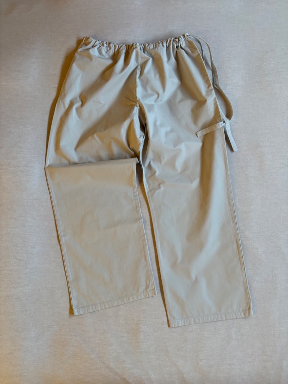 Apuntob Wide Leg Drawstring Waist Cotton Trousers